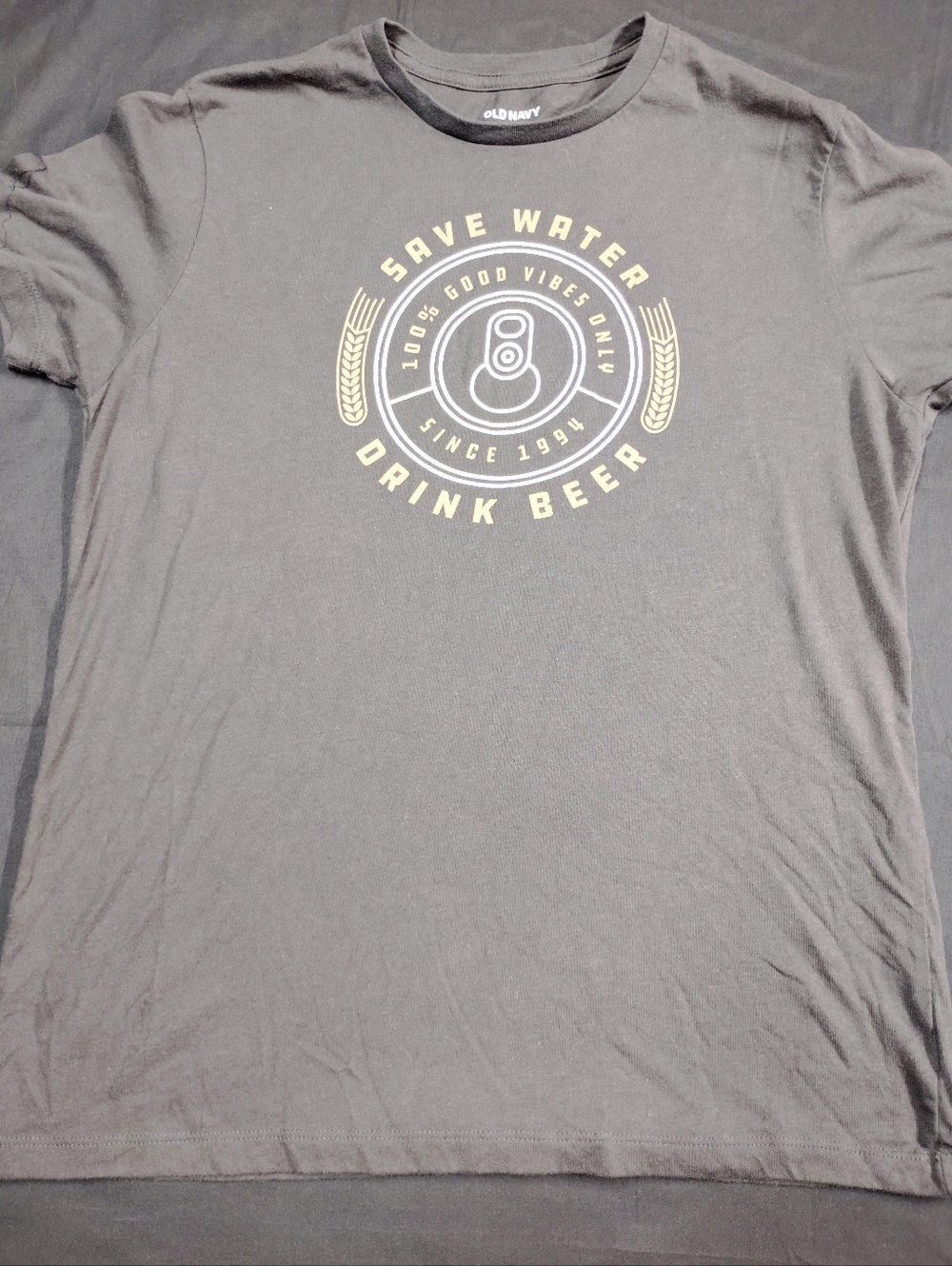 Old Navy Men’s Black Save Water Drink Beer Graphic T‑Shirt